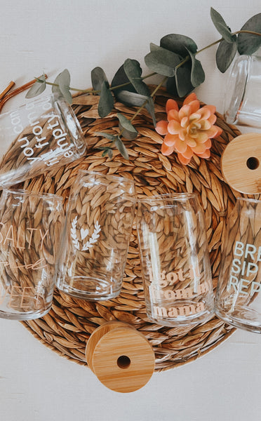 Breathe Sip Repeat Glass Cup with Lid & Straw