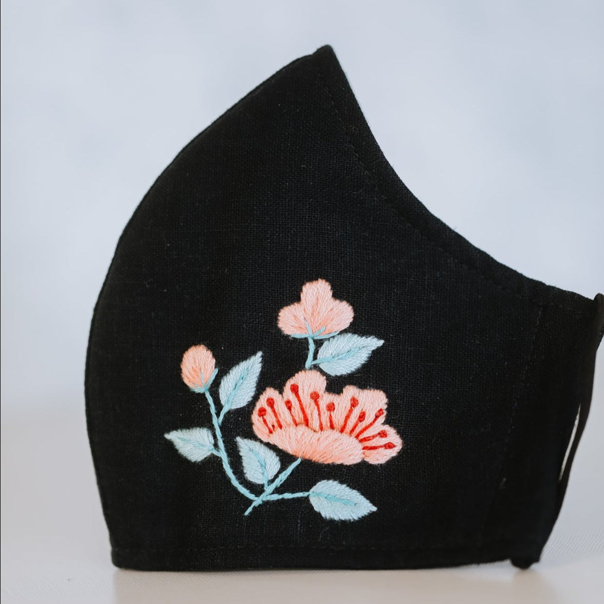 Peonies Embroidered Mask