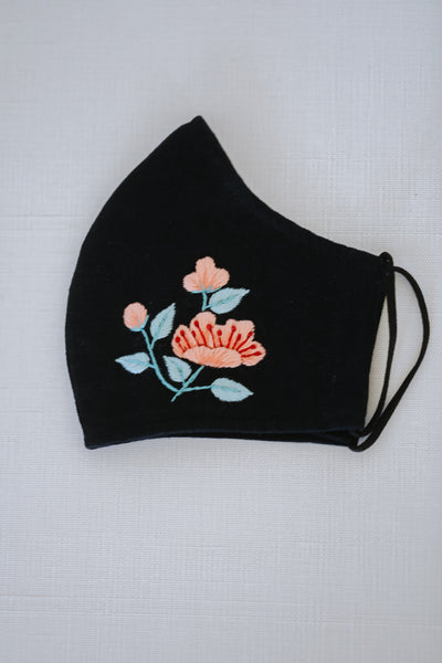 Peonies Embroidered Mask