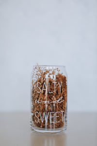 Salty & Sweet Glass Cup with Lid & Straw