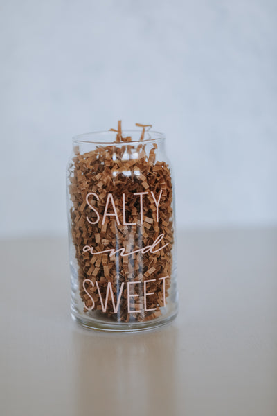 Salty & Sweet Glass Cup with Lid & Straw
